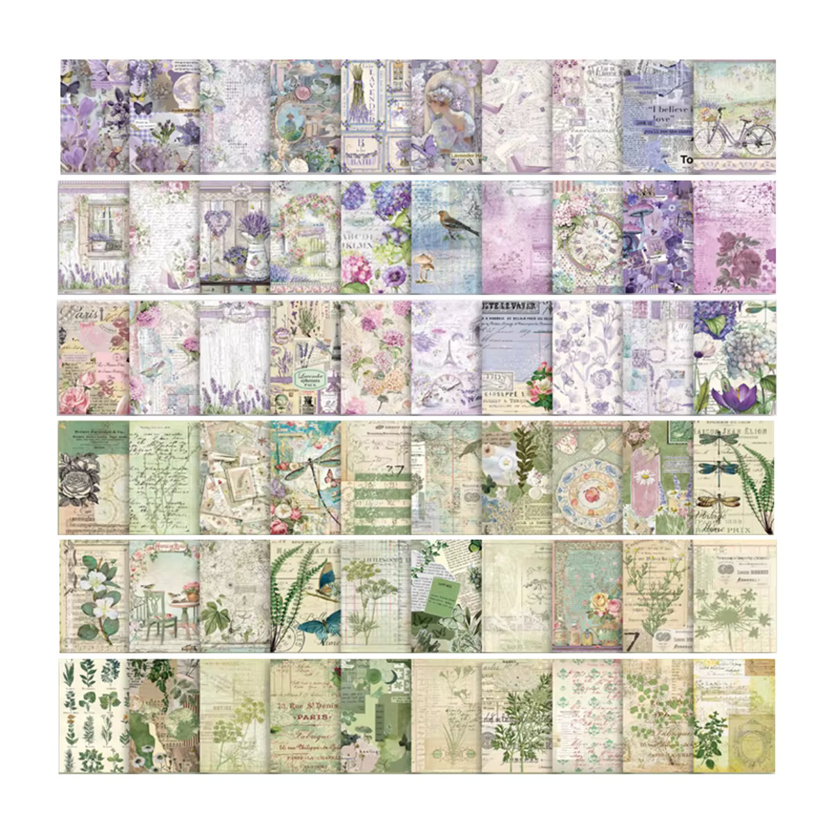 Mr. Paper Retro Vintage Bastelpapier Set mit Blumen und Schmetterlingen, 100 Stück, Mehrfarbig - Bild 5