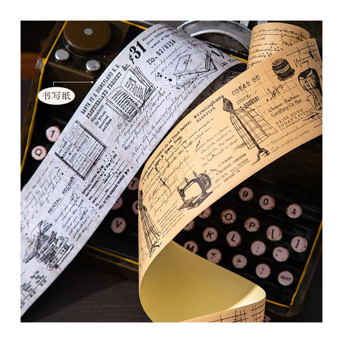 Mr. Paper Retro-Washi Tape mit Navigationsdesign und Manuskriptfragmenten in Beige - Bild 3