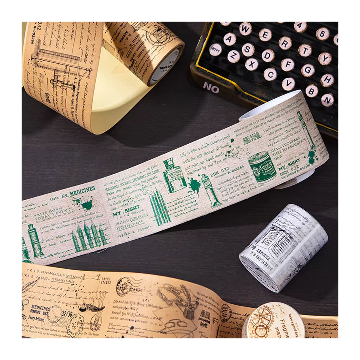 Mr. Paper Retro-Washi Tape mit Navigationsdesign und Manuskriptfragmenten in Beige - Bild 4