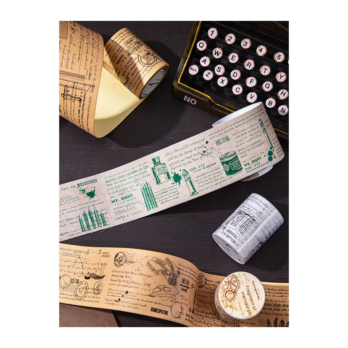 Mr. Paper Retro-Washi Tape mit Navigationsdesign und Manuskriptfragmenten in Beige - Bild 6