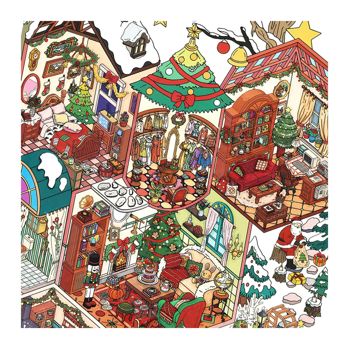 Mr. Paper Weihnachtsaufkleber Set mit Weihnachtshäusern und Landschaften, 4 Blatt, mehrfarbig, PET-Aufkleber für deine Heimdekoration - Bild 5