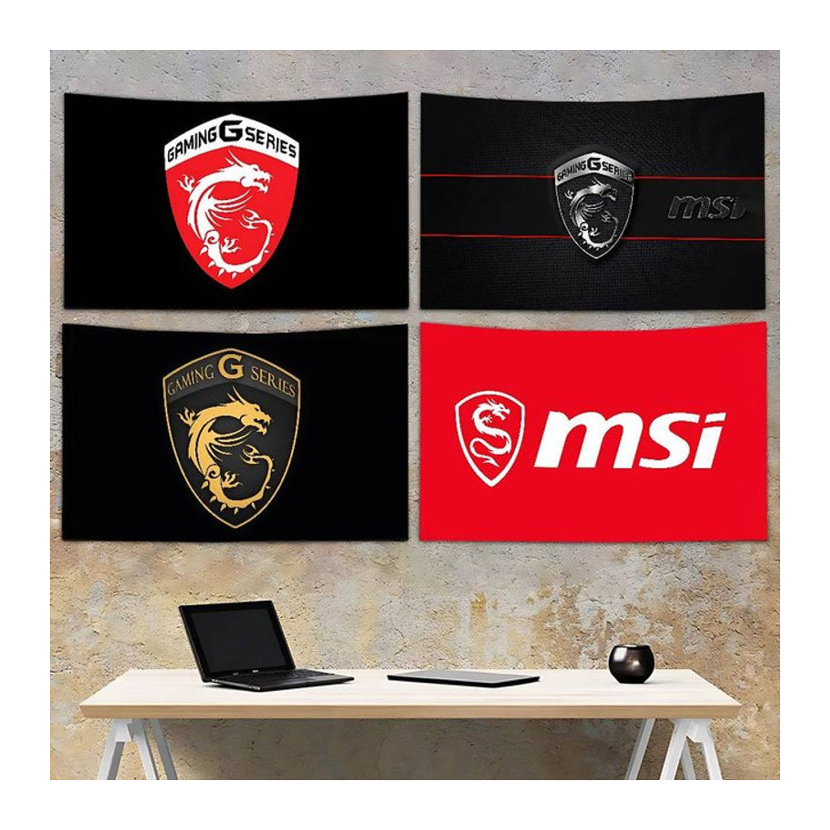Msi Gaming Flagge aus Textil in Mehrfarbig als dekorativer Wandteppich für Zimmer, Garage oder Outdoor, Rechteckig, B: 70 cm, H: 50 cm - Bild 1