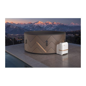 MSpa Whirlpool MONO ECO 2026 XXL für 8 Personen in Braun mit UVC und 144 Luftdüsen aufblasbarer Outdoor Pool