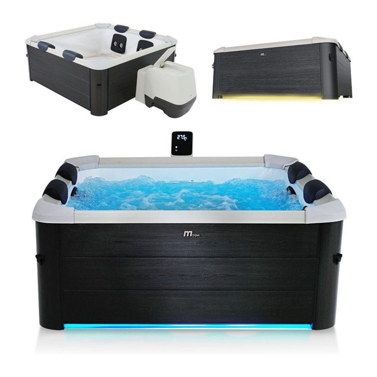 MSpa Whirlpool Oslo für 6 Personen - Indoor & Outdoor Hot Tub in Grau/Anthrazit mit LED, Zubehör und App-Steuerung - Bild 1