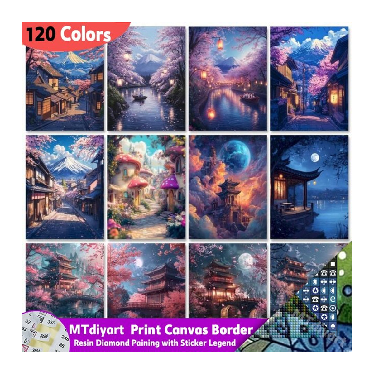 MTdiyart 5D DIY Diamond Painting Set Nachtlandschaft mit 120 Farben und Strass Steinen in Mehrfarbig - Bild 1