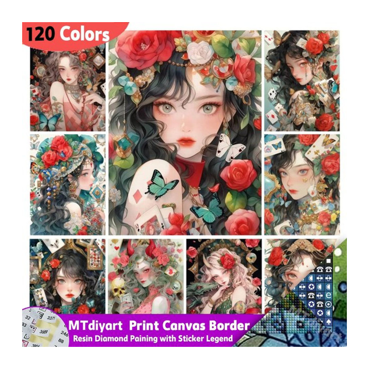 MTdiyart Diamond Painting Set mit Cartoon Frauen und Schmetterling Motiv, Mehrfarbig, Kunstharz Mosaik Bild für DIY Dekoration - Bild 1