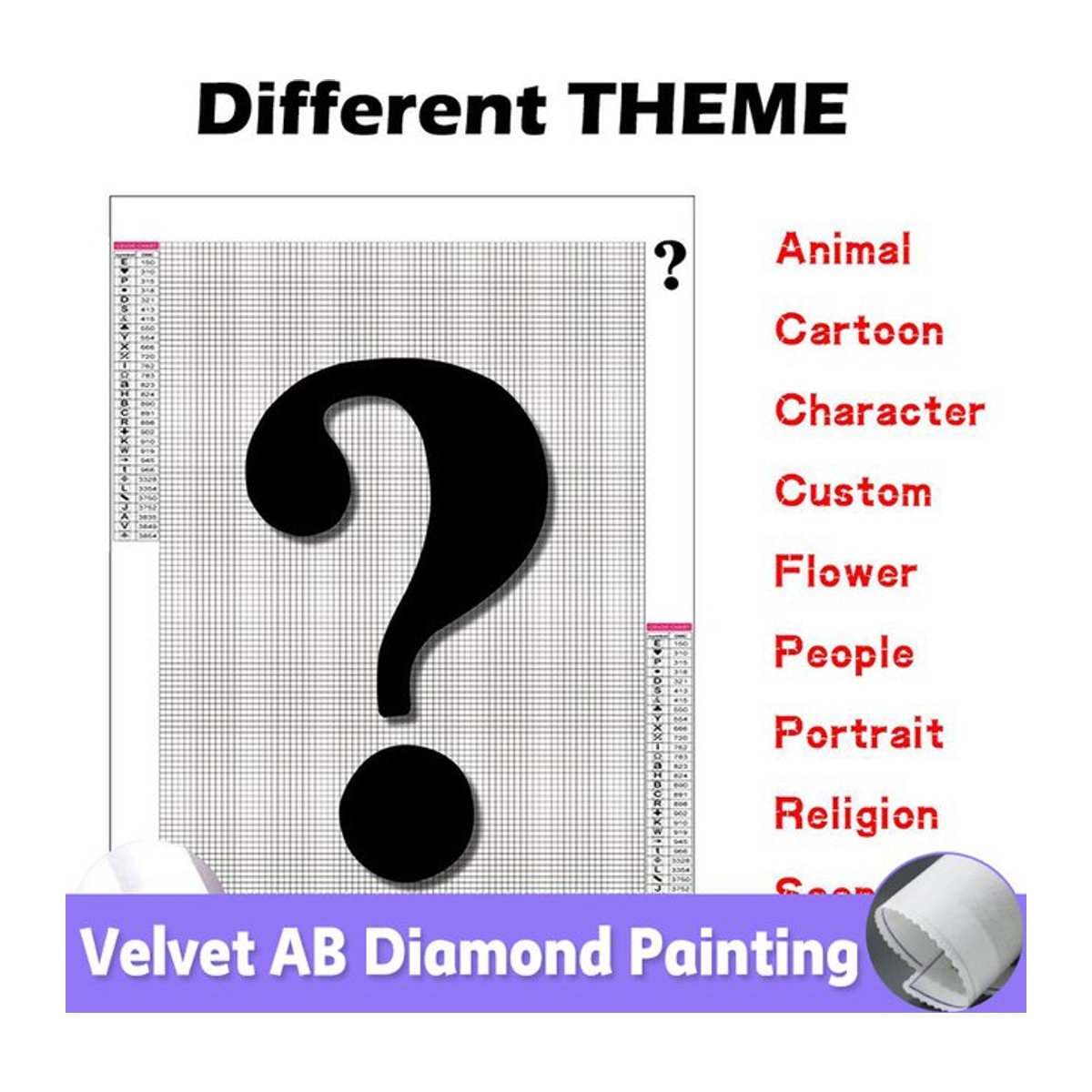 MTdiyart Mystery Diamond Painting Set mit Velvet Canva und AB Bohrer in Weiß - Bild 1