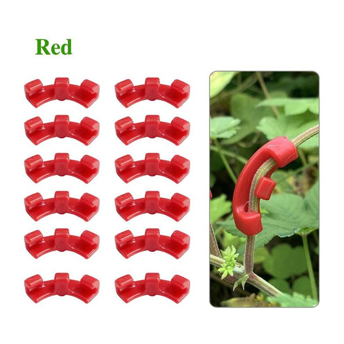 MTMA 10er Set Wiederverwendbare 90 Grad Astbiegeklammern zur Ertragssteigerung für Tomaten, Paprika und Erdbeeren in Rot, Grün oder Weiß - Bild 1