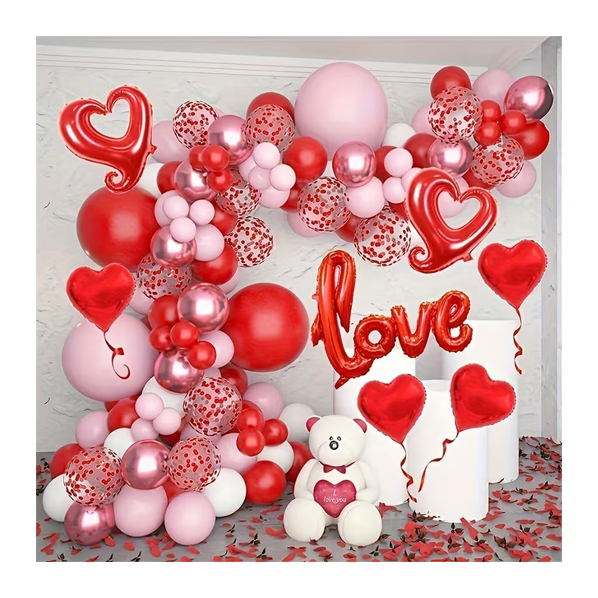 Mtrong Te Ballon Bogen Girlande Set mit Herz-Motiven für Valentinstag, Hochzeit und Verlobung, 126 Teile, mehrfarbig - Bild 1