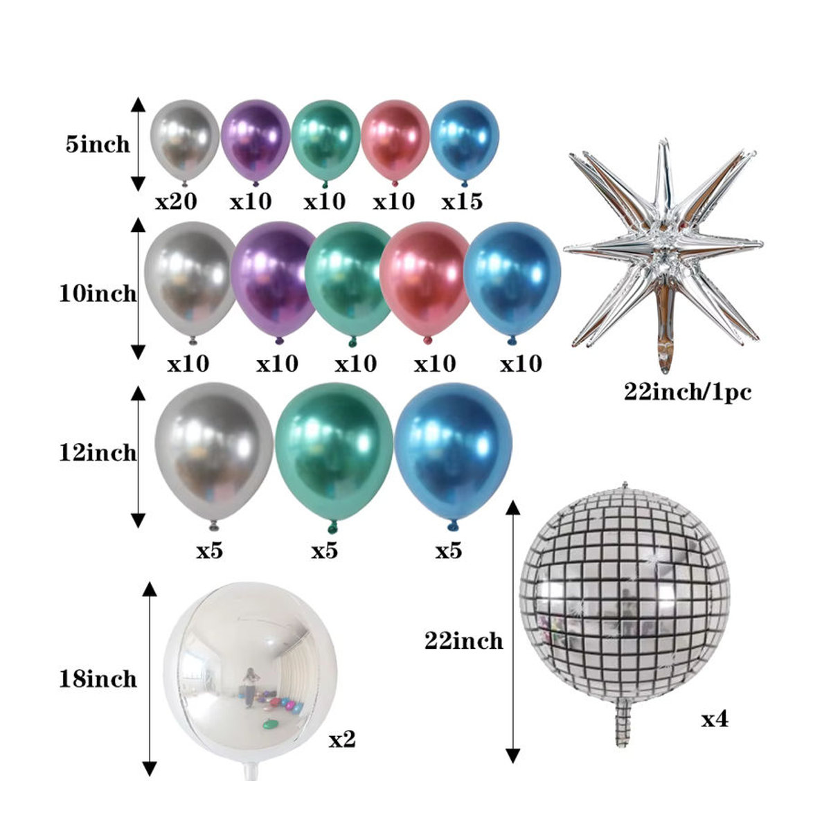 Mtrong Te Ballon Girlande Bogen Kit 139 Stück in Blau Lila Silber Metall-Optik für Geburtstag und Partydekoration - Bild 2