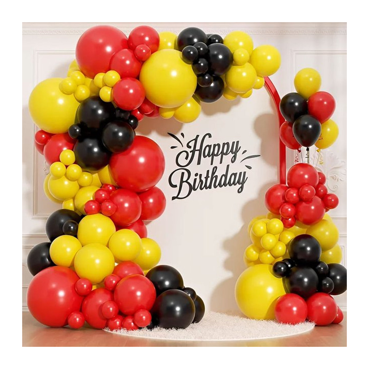 Mtrong Te Ballon Girlande Bogen Kit aus 128 Latex Ballons in Rot, Gelb und Schwarz für Geburtstag und Baby Shower Dekorationen - Bild 1