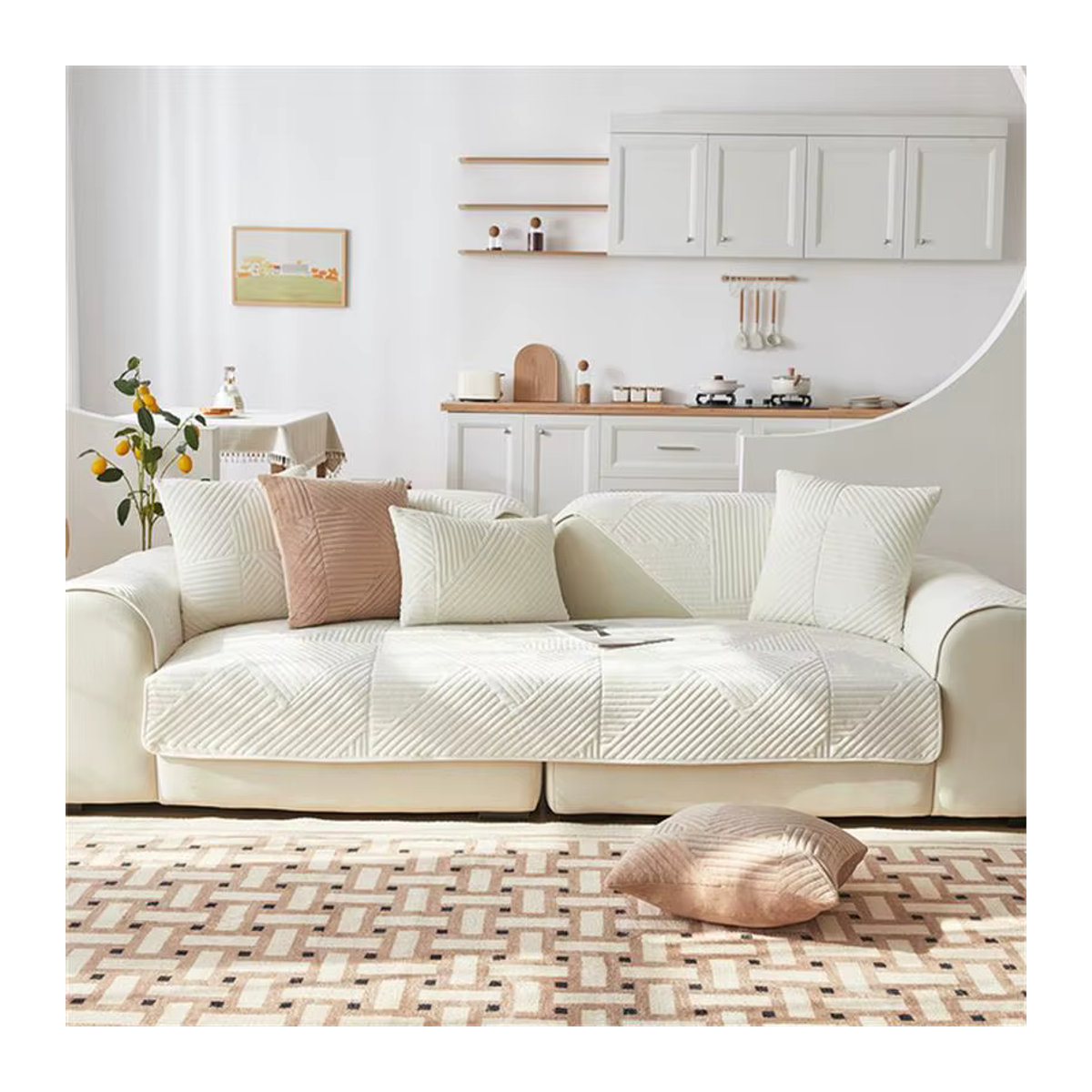 Mtuove Sofa-Schonbezug aus warmem Plüsch, rutschfestes Sofa-Handtuch für dein Wohnzimmer in Blau oder Braun - Bild 5