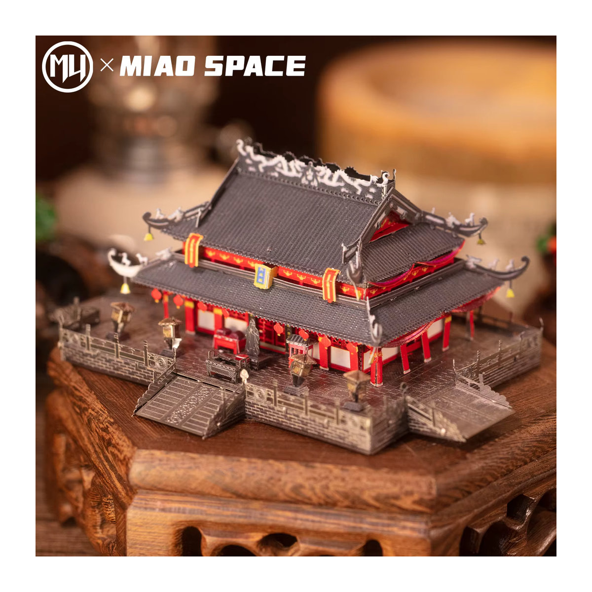 MU 3D-Metall-Puzzle Tempel DIY-Modell in Schwarz als Schreibtischdekoration - Bild 4