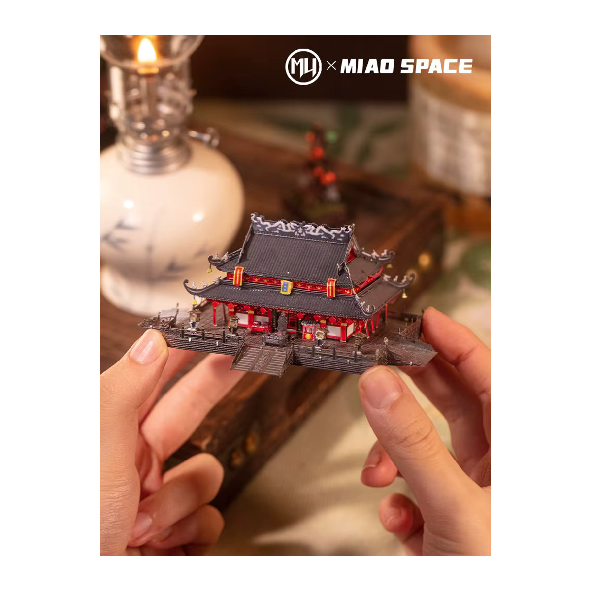MU 3D-Metall-Puzzle Tempel DIY-Modell in Schwarz als Schreibtischdekoration - Bild 7