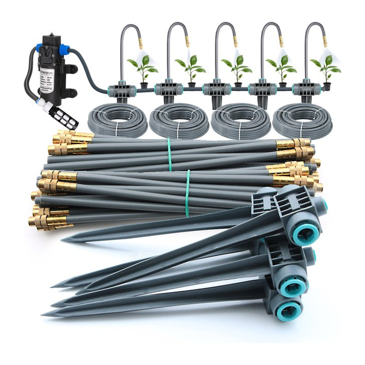 MUCIAKIE Gartennebel-Sprinkler-Bewässerungssystem mit flexiblem Düsensprühset, Schwarz, 9/12 mm - Bild 1