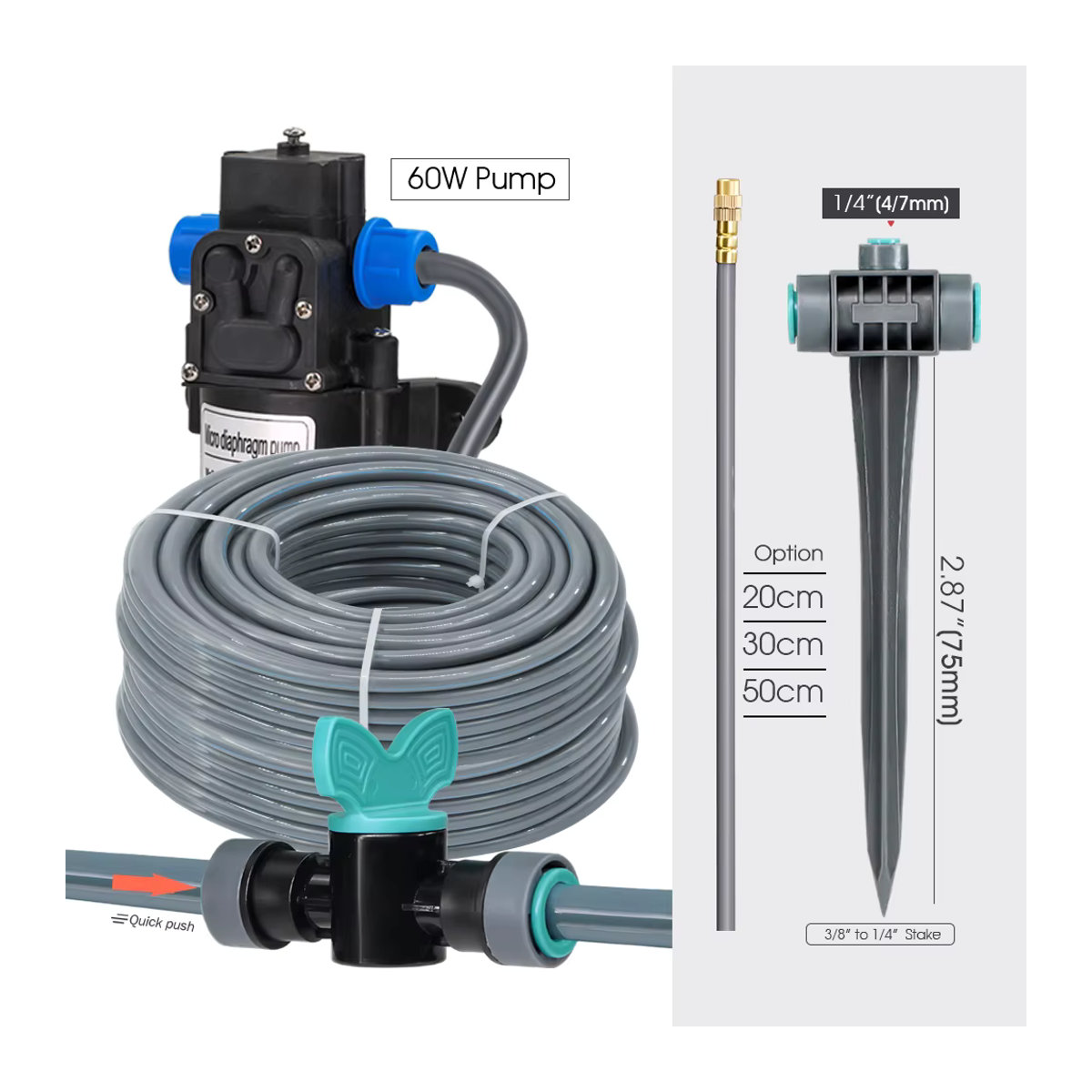MUCIAKIE Gartennebel-Sprinkler-Bewässerungssystem mit flexiblem Düsensprühset, Schwarz, 9/12 mm - Bild 2