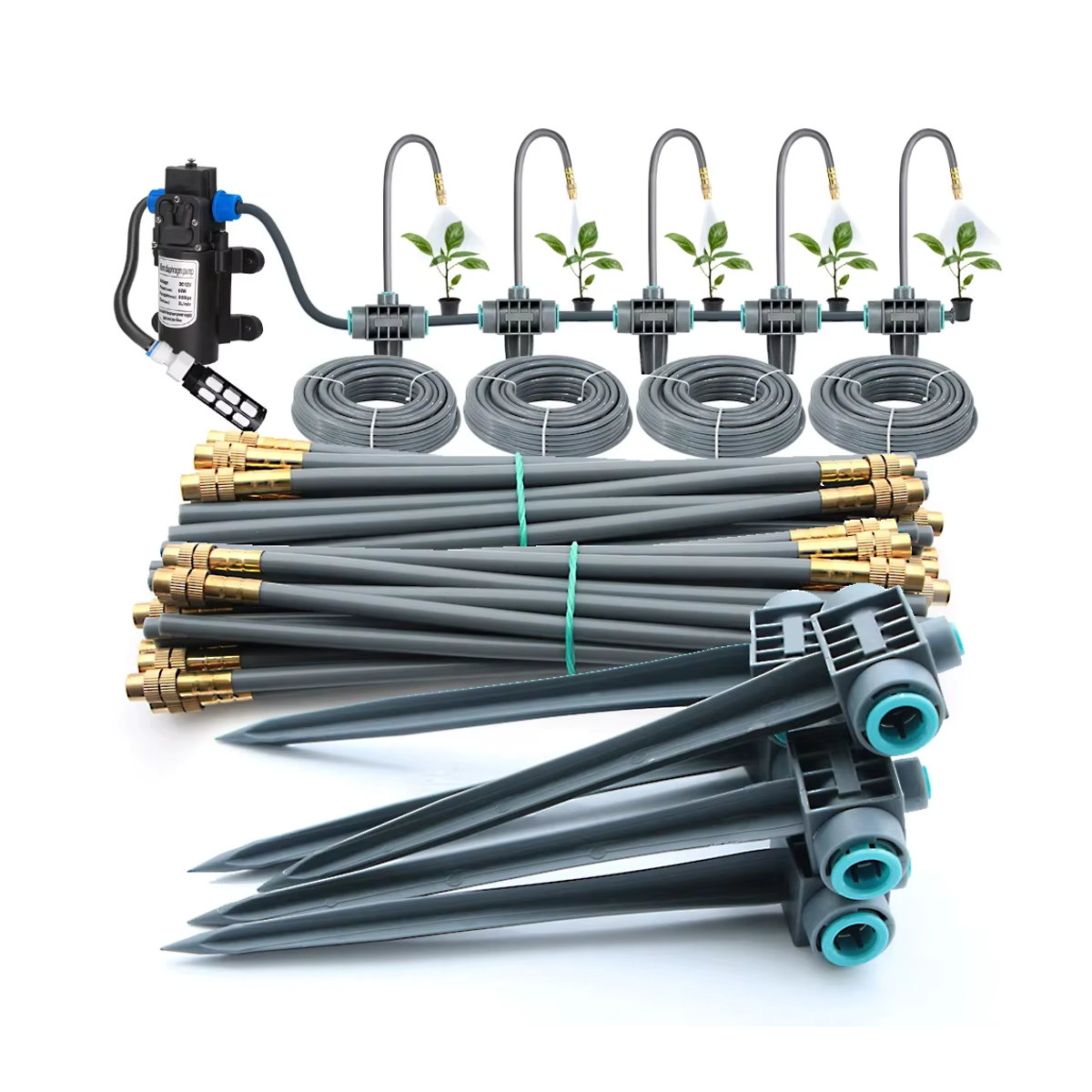MUCIAKIE Gartennebel-Sprinkler-Bewässerungssystem mit flexiblem Düsensprühset, Schwarz, 9/12 mm - Bild 4