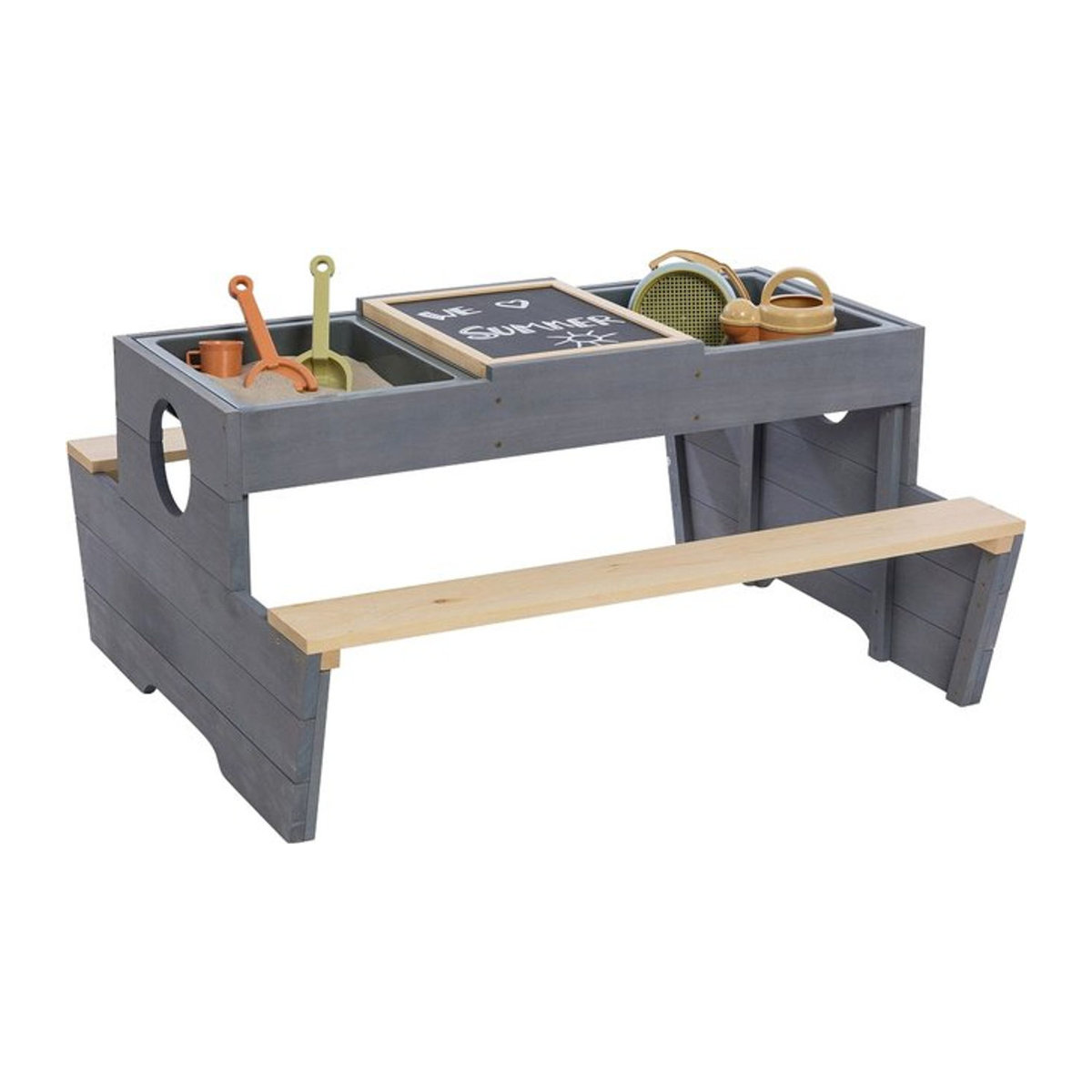 Muddy Buddy Outdoor Spieltisch Creator aus Massivholz in Natur und Grau - Bild 2