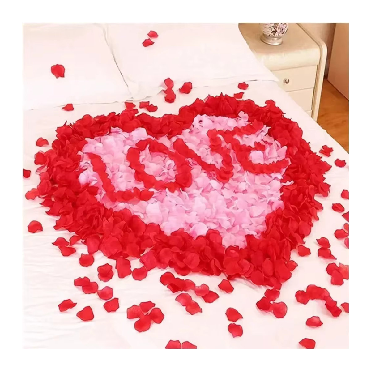 MUFU 1000 Stück künstliche Rosenblätter in Rot und Rosa für Hochzeit und Valentinstag zur ästhetischen Tischdekoration - Bild 5