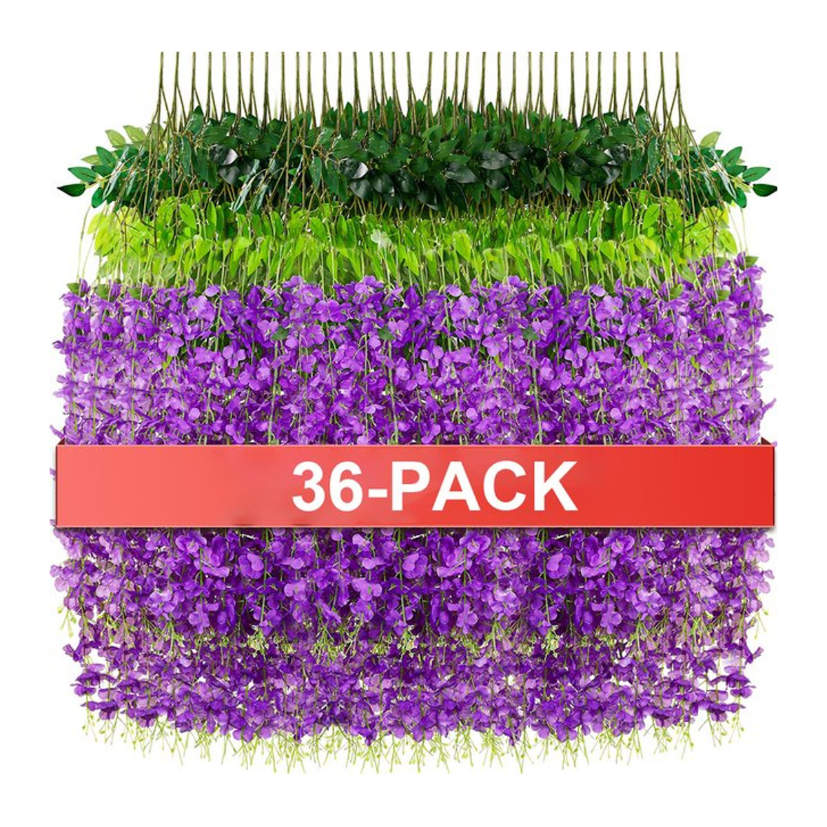 MUFU 36er-Pack künstliche Glyzinien-Blumen-Hängegirlanden in Lila für Wand, Garten und Hochzeitsdekoration - Bild 1