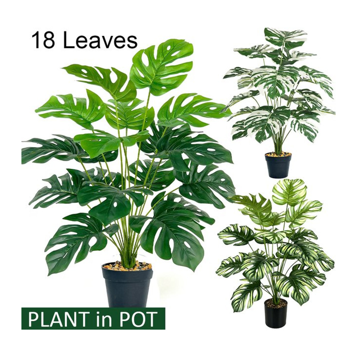 MUFU Künstliche Monstera Pflanze in Grün, Tropische Palme im Topf als Dekoration für drinnen und draußen, Höhe: 73,66 cm - Bild 1