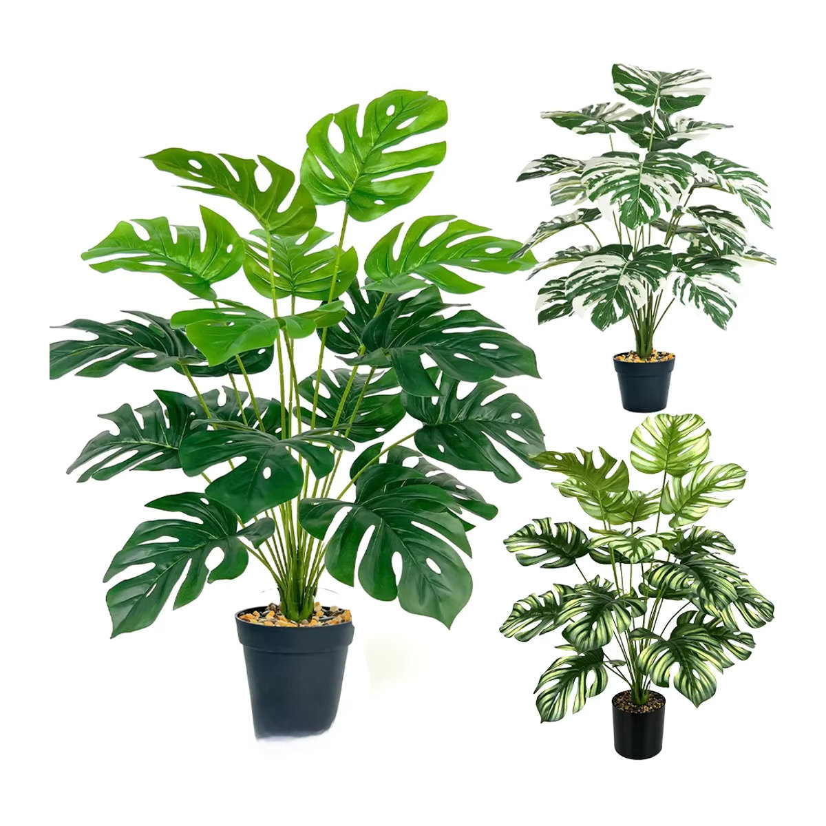 MUFU Künstliche Monstera Pflanze in Grün, Tropische Palme im Topf als Dekoration für drinnen und draußen, Höhe: 73,66 cm - Bild 6