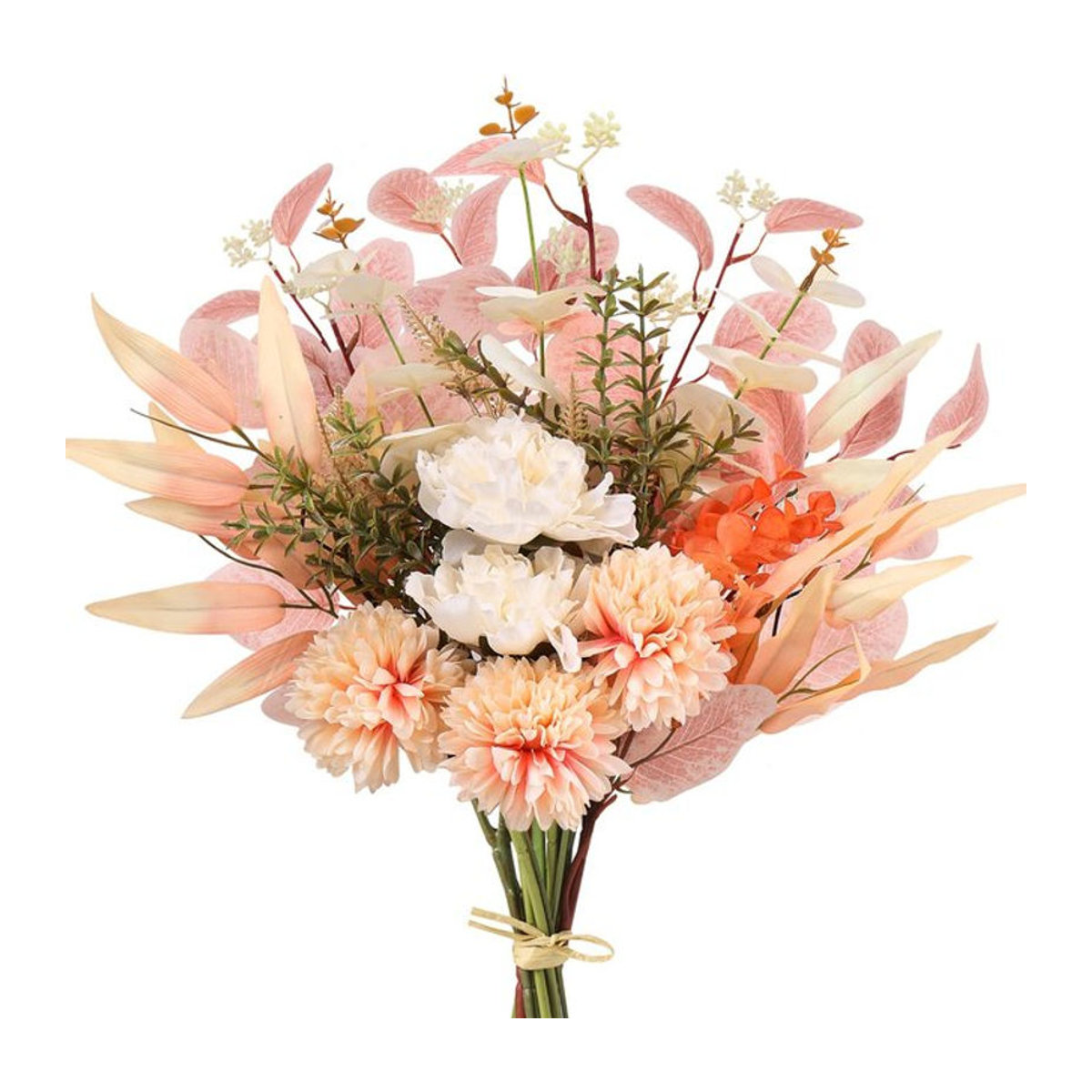 MUFU Pfingstrosen Bouquet aus Kunststoff, künstliche Blumen in Beige und Mehrfarbig für Bohemian Hochzeitsdekoration - Bild 1
