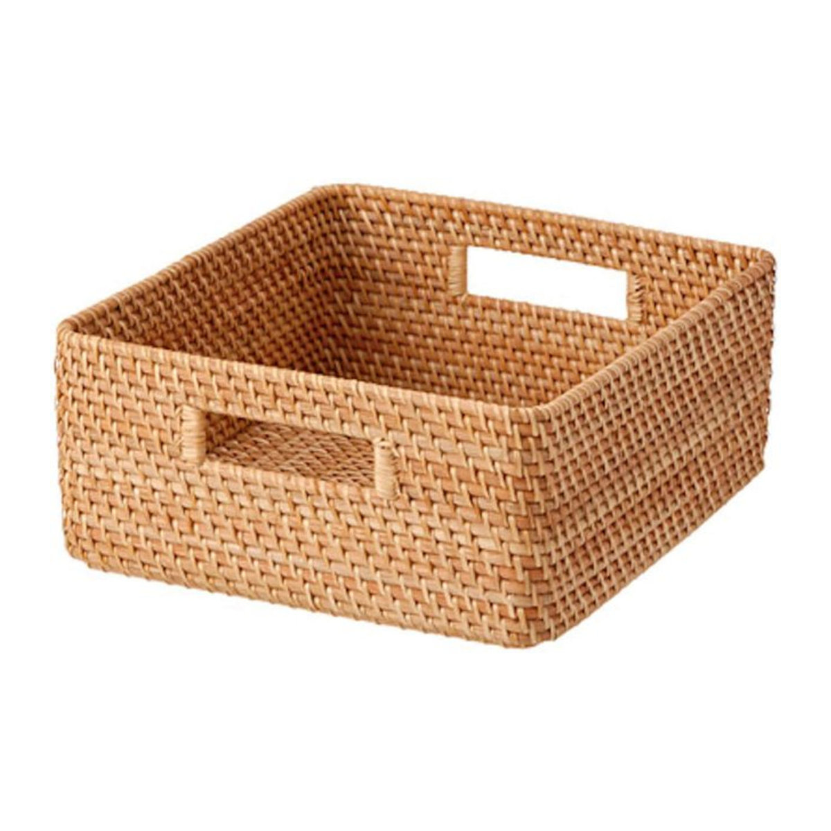 MUJI Stapelbarer Rattan-Quadratkorb Medium in Beige, B/T/H: 35 x 36 x 16 cm - Bild 1