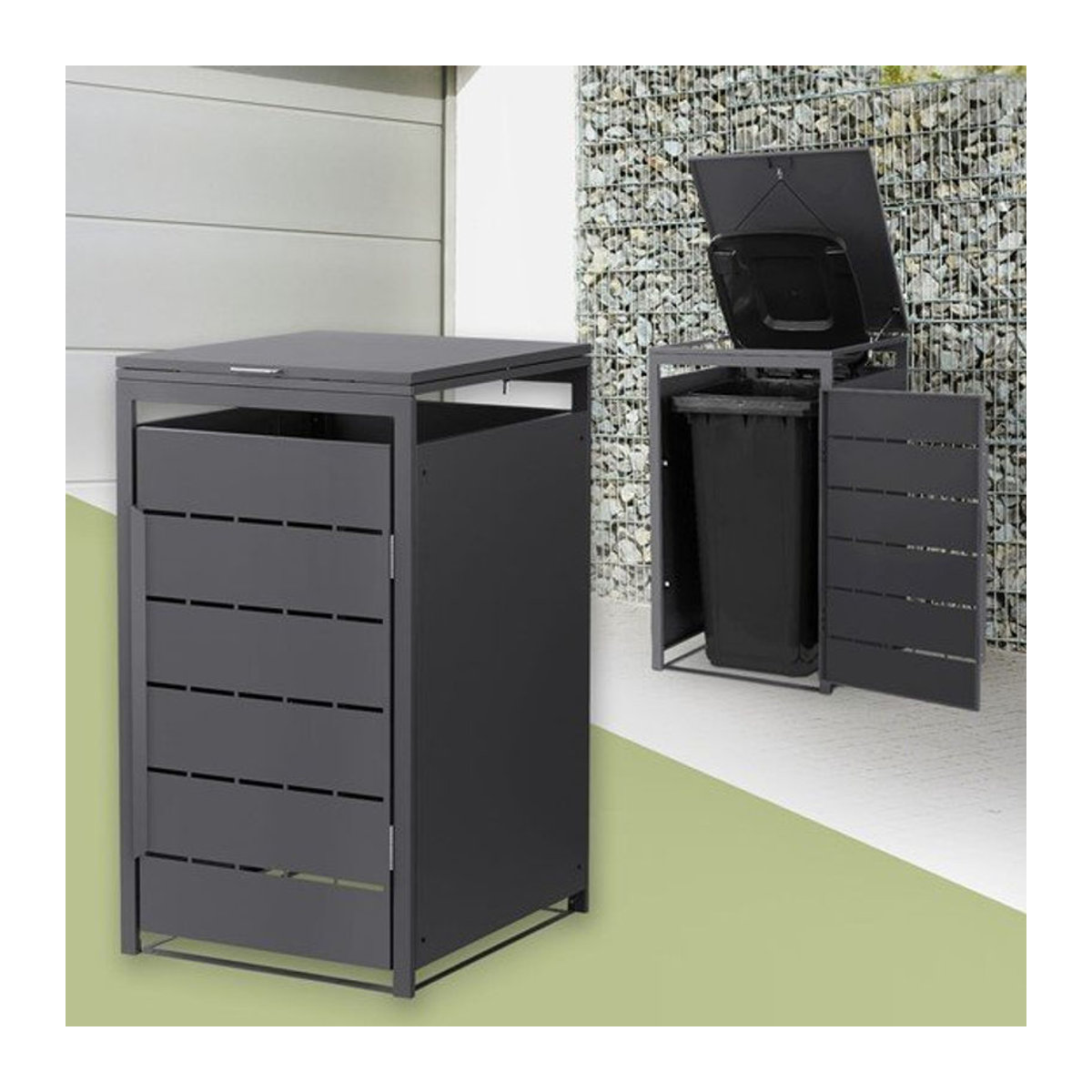 Mülltonnenbox ML-Design aus Stahl in Anthrazit für bis zu 240 Liter, H x B x T: 120 x 68 x 80 cm - Bild 1