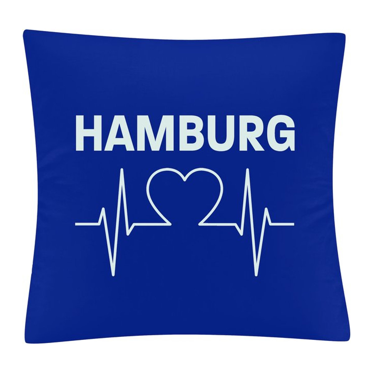 multifanshop Kissenbezug Hamburg Herzschlag Druck in Weiß und Blau - Bild 1