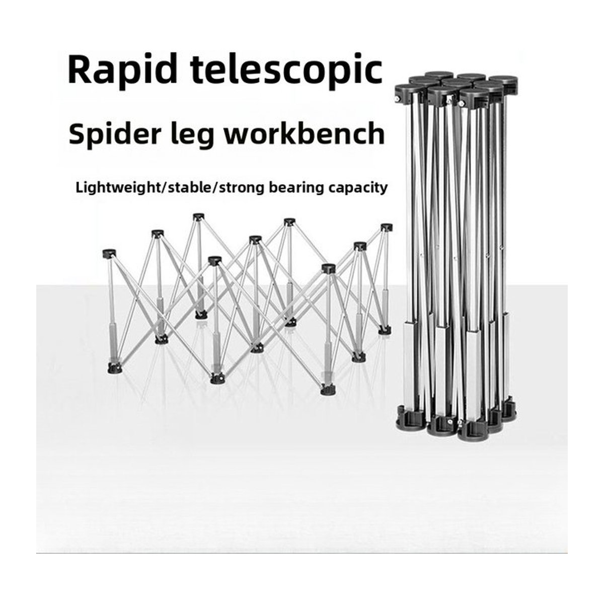 Multifunktionale Holzbearbeitungswerkbank aus Edelstahl mit klappbarem Stativ und Spinnenbeinen in Silber - Bild 1
