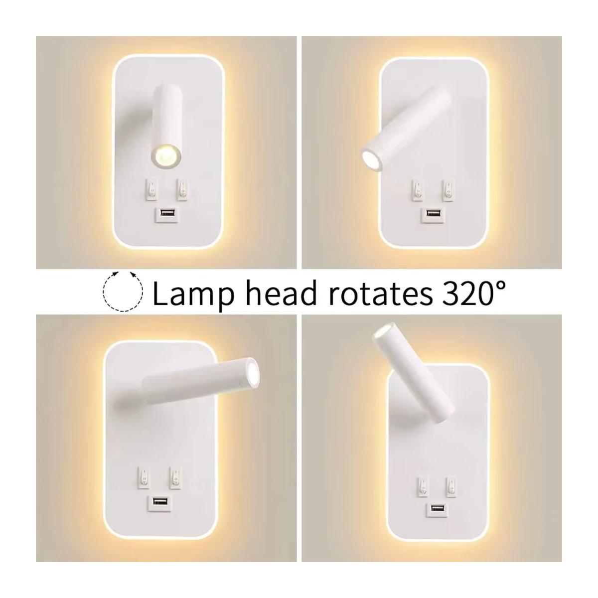 Multifunktionale LED-Wandlampe mit USB-Anschluss und Nachttisch-Nachtlicht in Schwarz, minimalistisches Design von DBF - Bild 2