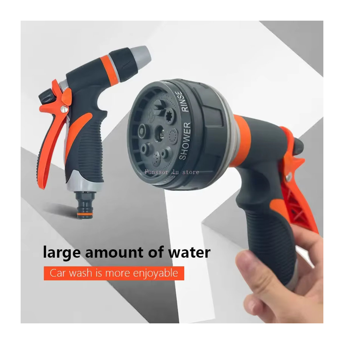 Multifunktionale Spritzdüse aus Kunststoff für Gartenbewässerung und Autowäsche in Orange - Bild 3