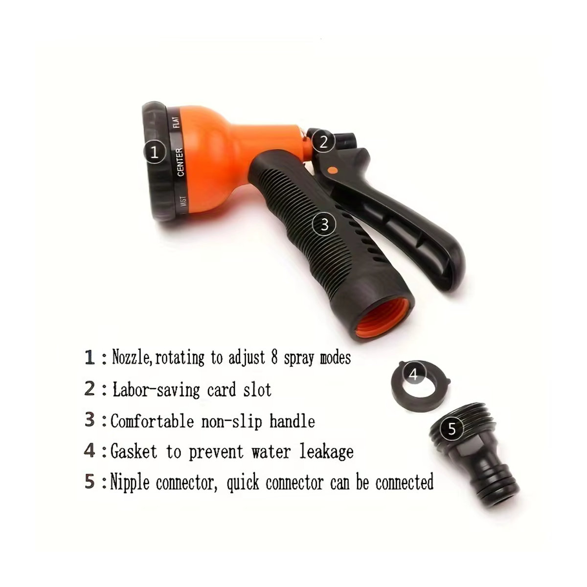 Multifunktionale Spritzpistole für Autowäsche und Gartenbewässerung in Orange - Bild 4