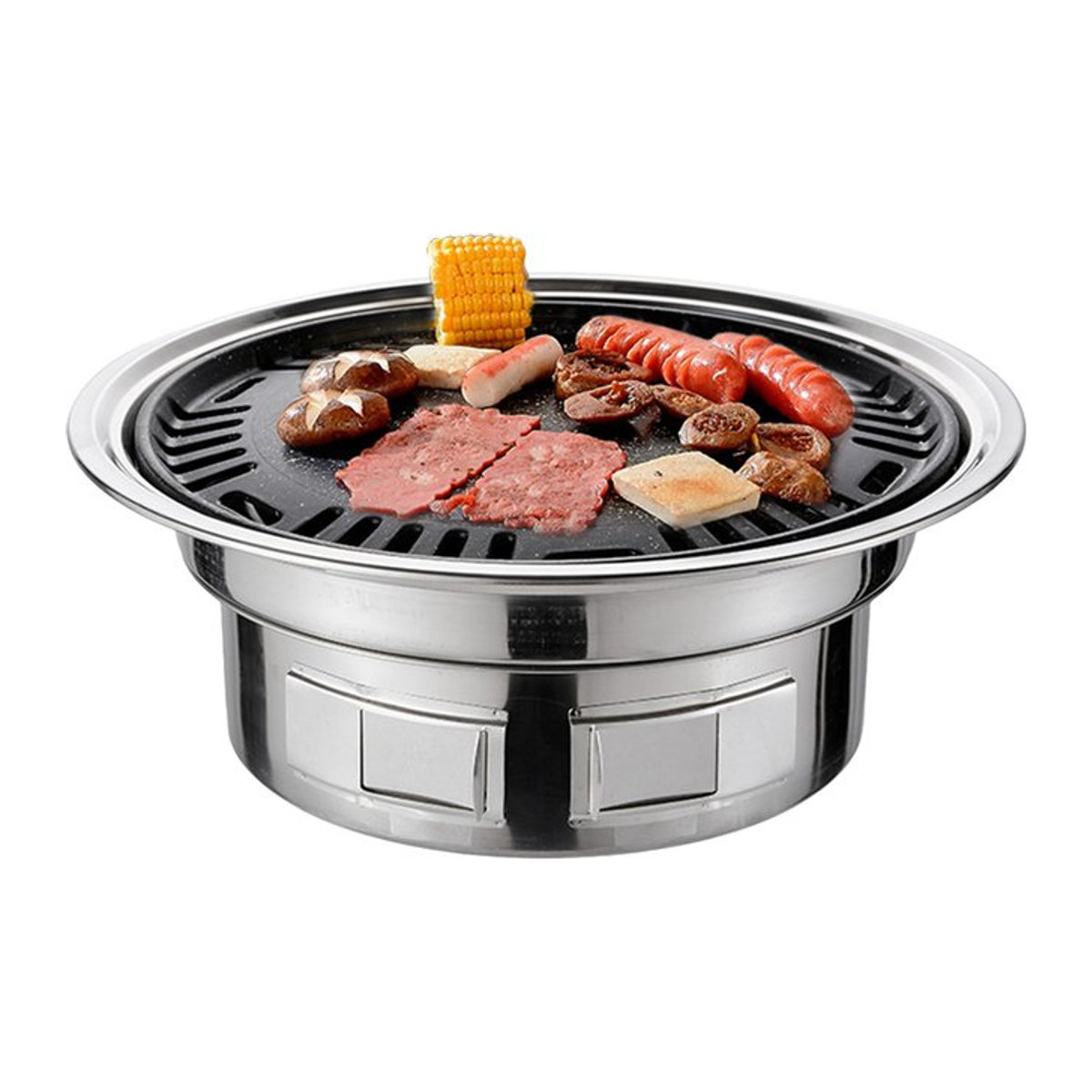 Multifunktionaler 13-Zoll Koreanischer BBQ-Grill aus Edelstahl in Silber für Holzkohle - Bild 1