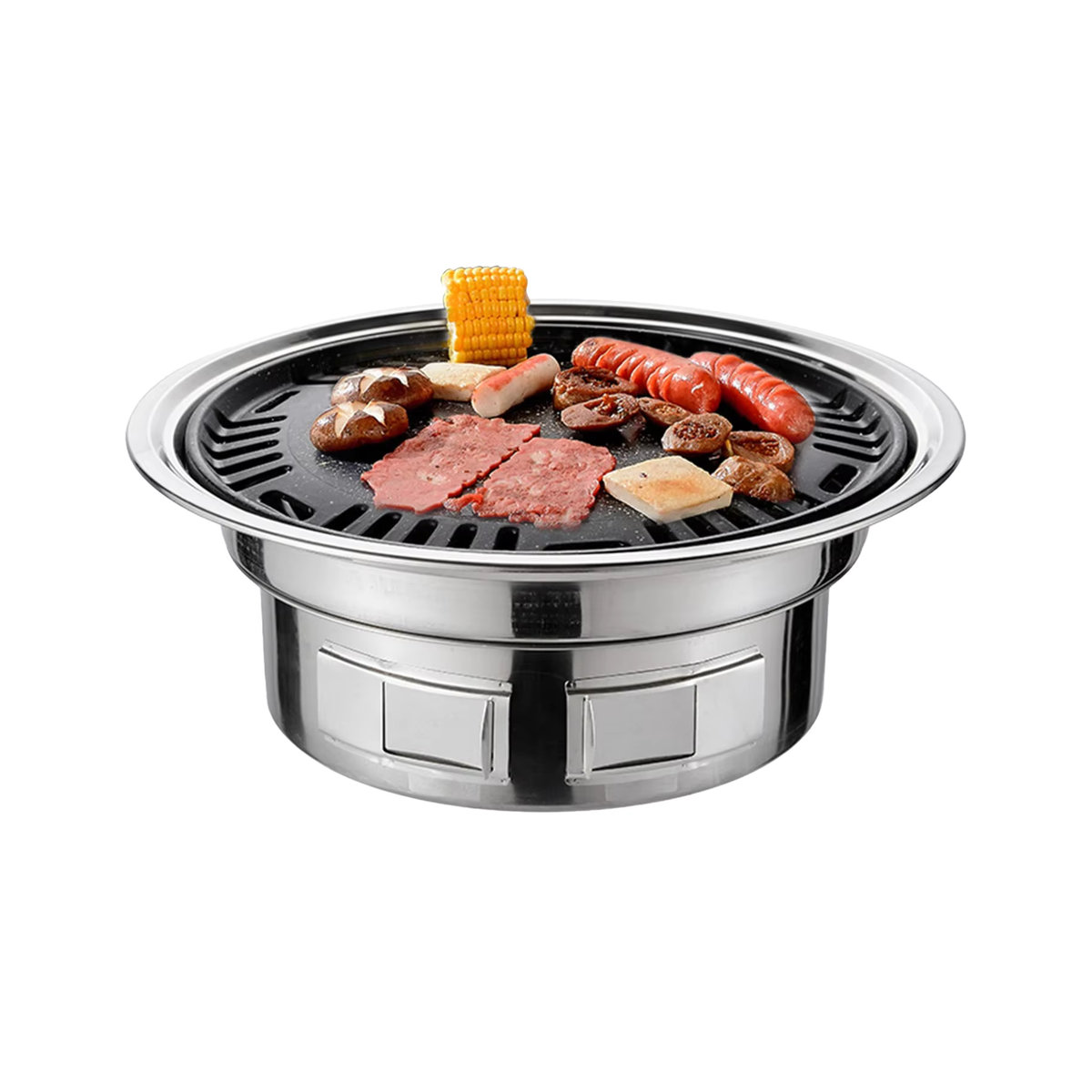 Multifunktionaler 13-Zoll Koreanischer BBQ-Grill aus Edelstahl in Silber für Holzkohle - Bild 6