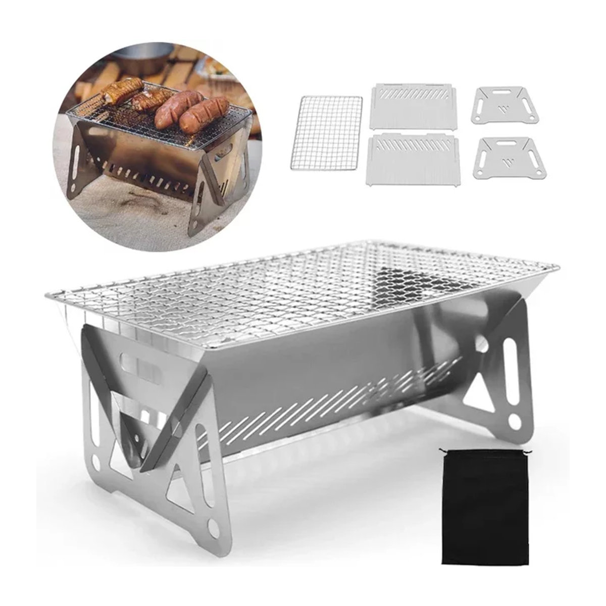 Multifunktionaler Camping-Heizofen aus Edelstahl und Holz für Outdoor und Camping - Bild 1