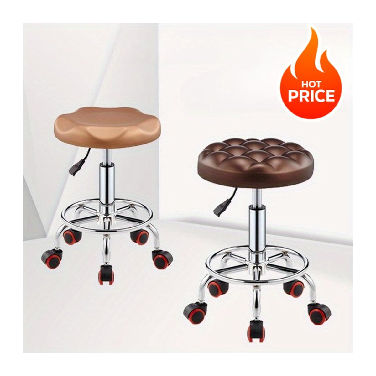 Multifunktionaler Friseurstuhl in Bronze und Braun, höhenverstellbarer Drehstuhl aus Metall für Schönheitssalons und Musikzimmer - Bild 1