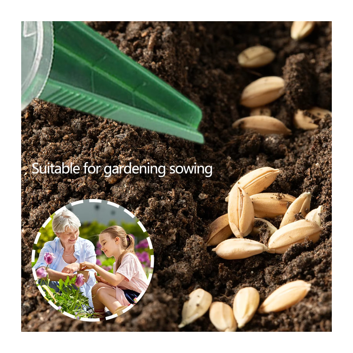 Multifunktionaler Samenspreizer mit Handzifferblatt und verstellbarem Loch für die Gartenarbeit, schwarzgrün - Bild 2