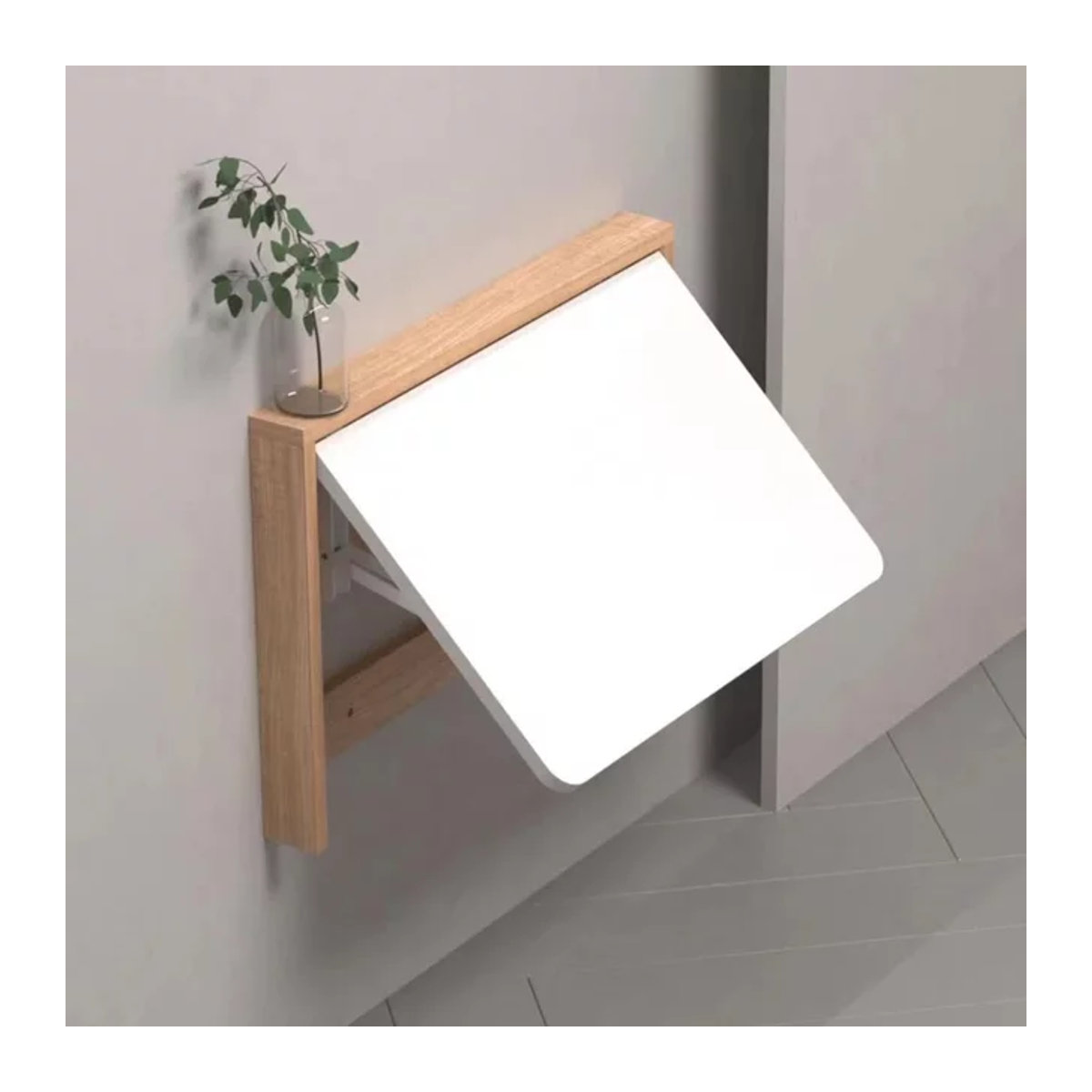 Multifunktionaler Wandklapptisch aus Massivholz in Natur oder Weiß im minimalistischen Design - Bild 1