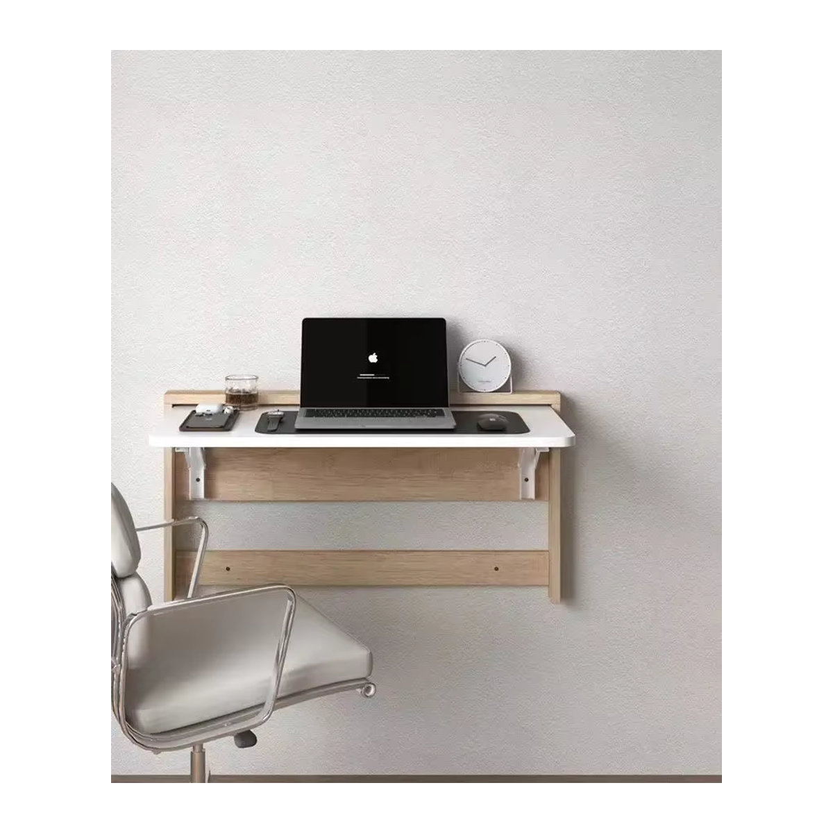 Multifunktionaler Wandklapptisch aus Massivholz in Natur oder Weiß im minimalistischen Design - Bild 3