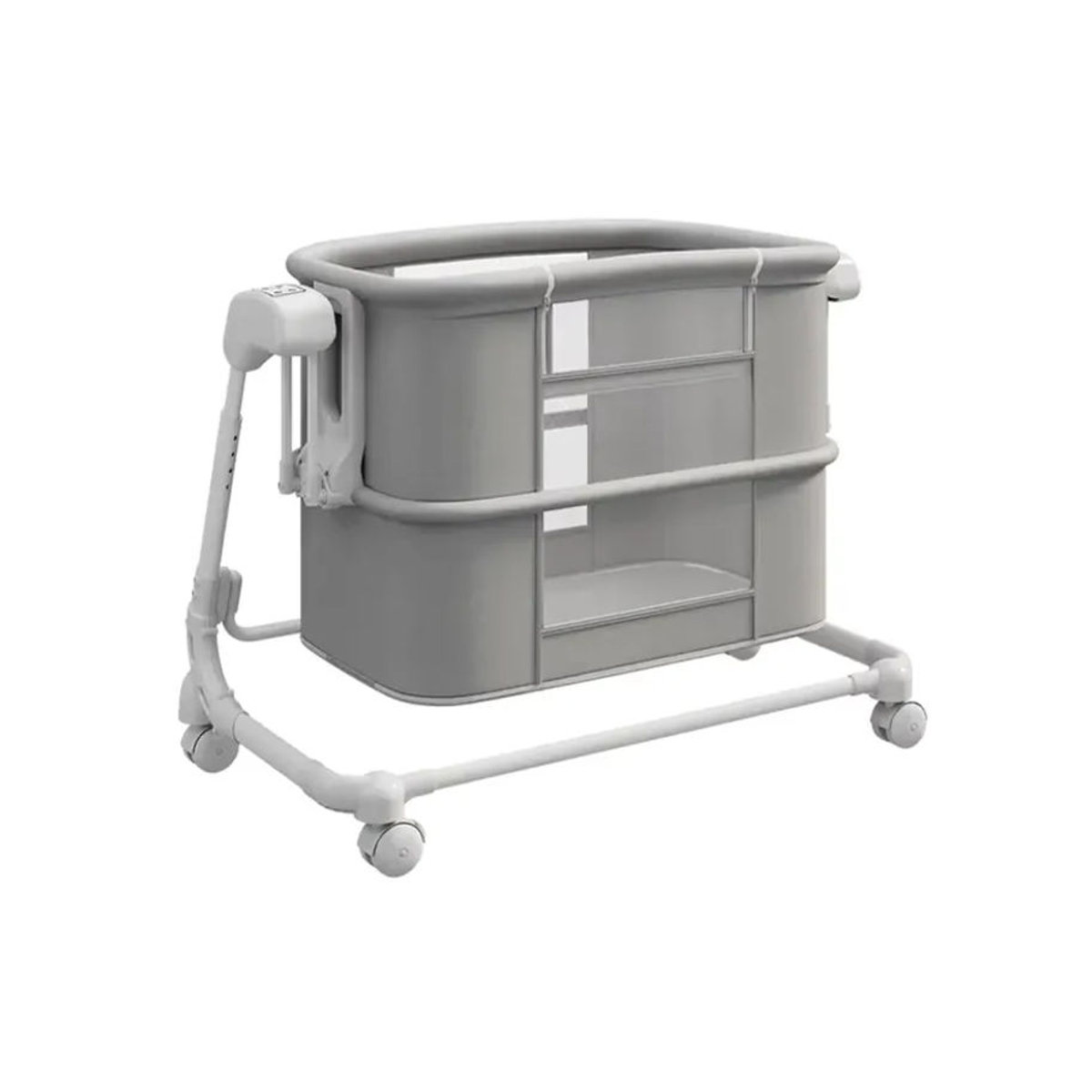 Multifunktionales klappbares Babybett für Neugeborene als Stubenwagen und Nachttisch in Beige oder Grau - Bild 3