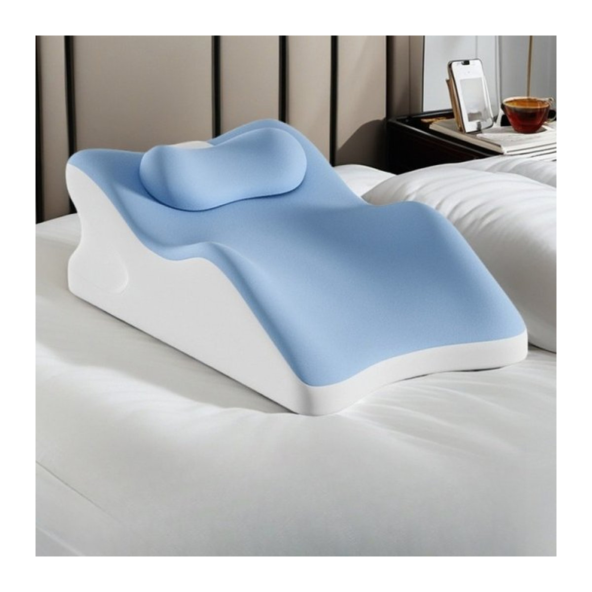 Multifunktionales Kühlbettkissen aus Polyester für Erwachsene, atmungsaktive Bodenmatte zum Lesen und Entspannen in Beige oder Blau - Bild 1