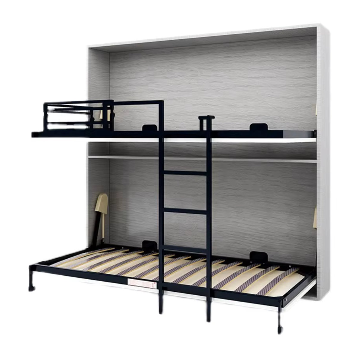 Multifunktionales Murphy-Doppelbett aus Metall in Weiß, zusammenklappbares Wandbett für Kinder und Eltern im modernen Design - Bild 4