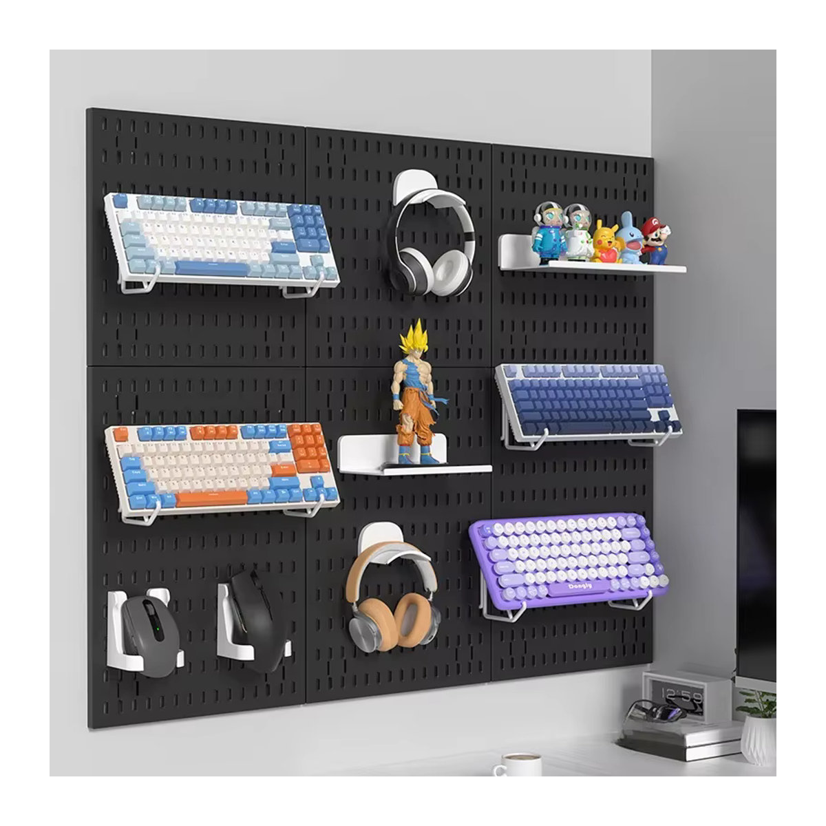 Multifunktionales Wandregal als stanzfreie Stecktafel in Schwarz für die moderne Wandmontage - Bild 3