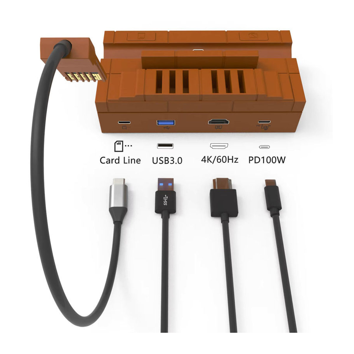 Multifunktions-Dockstation für Switch 2 mit HD 4K 60 Hz Ladeständer und Spielkartenaufbewahrung in Schwarz und Braun aus Kunststoff - Bild 2