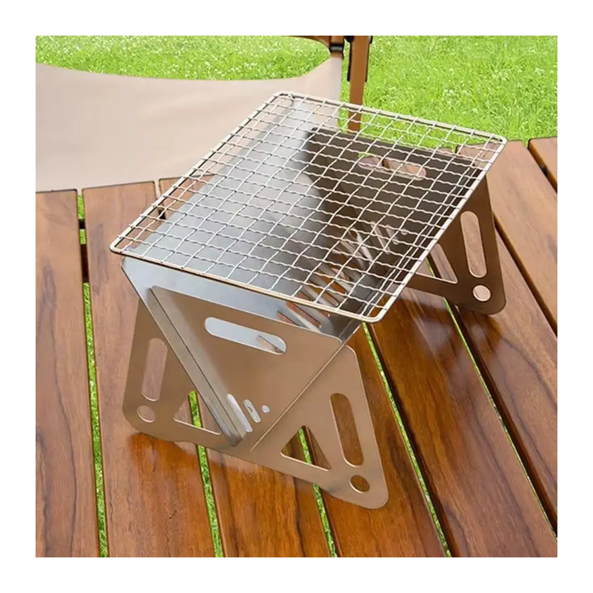Multifunktions-Holzkohlegrill aus Edelstahl mit Mesh-Einsatz für Outdoor und Zuhause - Bild 2