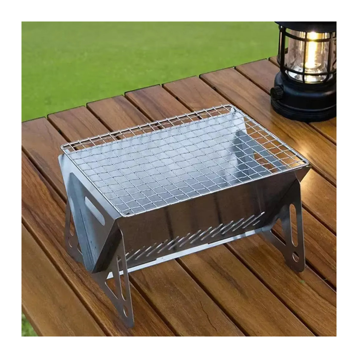 Multifunktions-Holzkohlegrill aus Edelstahl mit Mesh-Einsatz für Outdoor und Zuhause - Bild 3