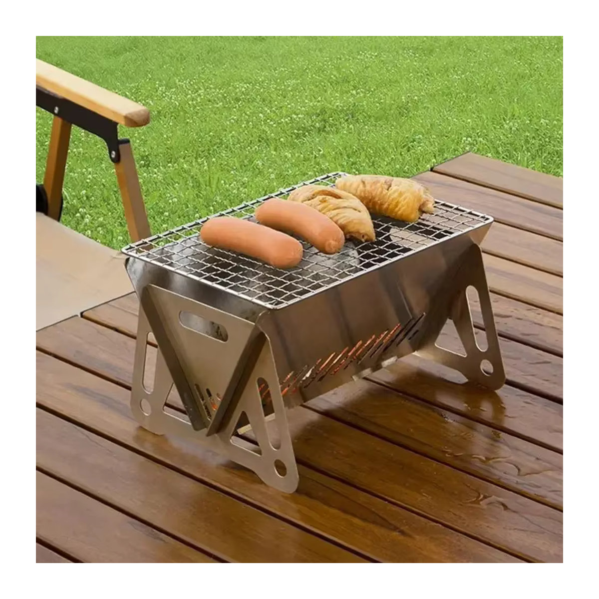 Multifunktions-Holzkohlegrill aus Edelstahl mit Mesh-Einsatz für Outdoor und Zuhause - Bild 4