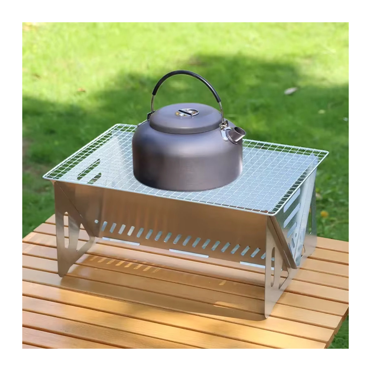 Multifunktions-Holzkohlegrill aus Edelstahl mit Mesh-Einsatz für Outdoor und Zuhause - Bild 6
